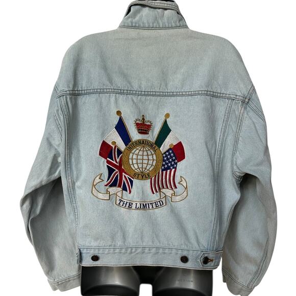 Vintage The Limited Jean Jacket International Embroidered Trucker Women's Large - Picture 10 of 11